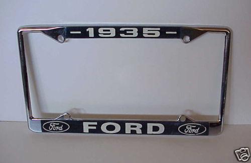 1935 ford 35 license plate frame new chrome blue wow s