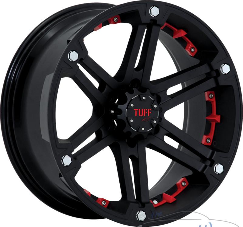 1 - 17x8 tuff t01 6x139.7 6x5.5 +20mm matte black red rim wheel inch 17"