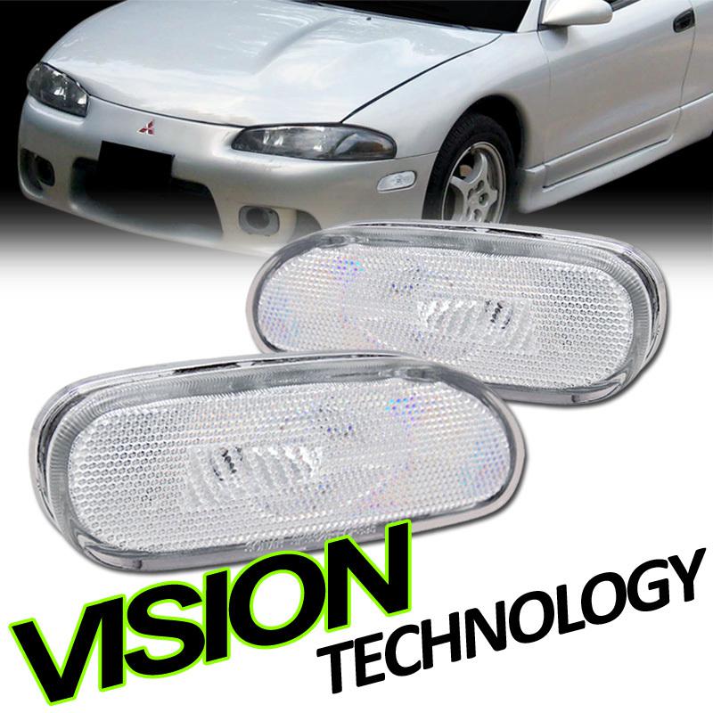 95-99 mitsubishi eclipse/eagle talon clear front bumper lamps side marker lights