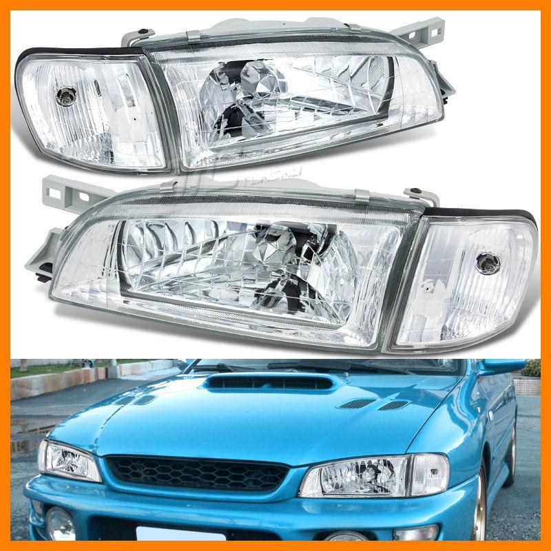 Jdm 97-01 subaru impreza chrome head lights corner signal lights 4pcs crystal