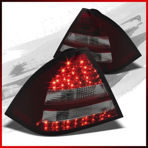 05-07 w203 c-class 4dr red smoked led tail lights reverse signals lamps upgrade