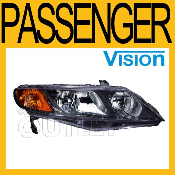 06 07 08 honda civic head lamp light w/o bulb 4dr sedan right passenger side r/h