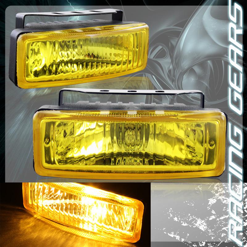 Jdm 5" x 1.75" rectangle yellow lens bumper driving fog light lamp complete kit