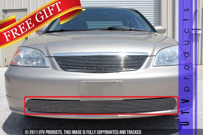 2001 - 2002 honda civic sedan 4dr bumper 1pc chrome billet grille kit 01 02