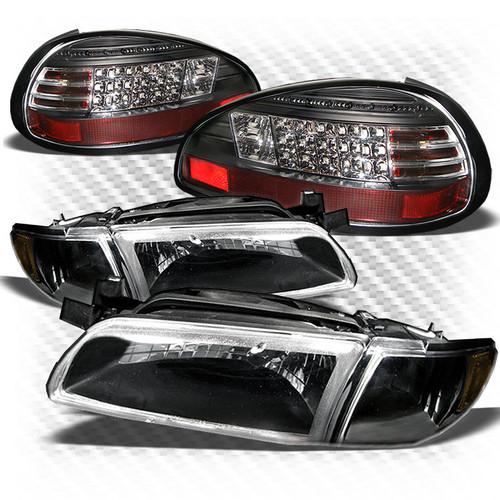 97-03 grand prix black headlights set + black philips-led perform tail lights