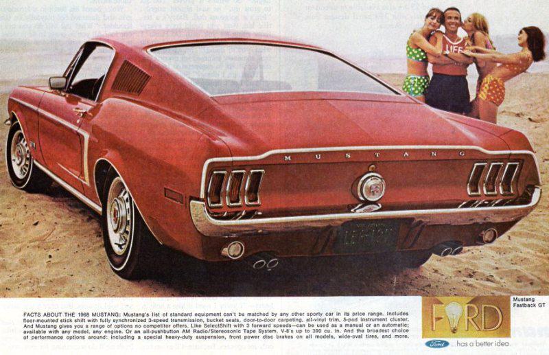 Vintage  original  1968  ford  mustang  fastback  gt  ad - 10 1/4 " x 13 1/4 "