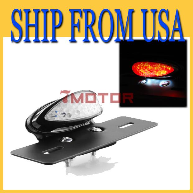 Us 12v tail brake light alloy license plate led universal fit for honda kawasaki