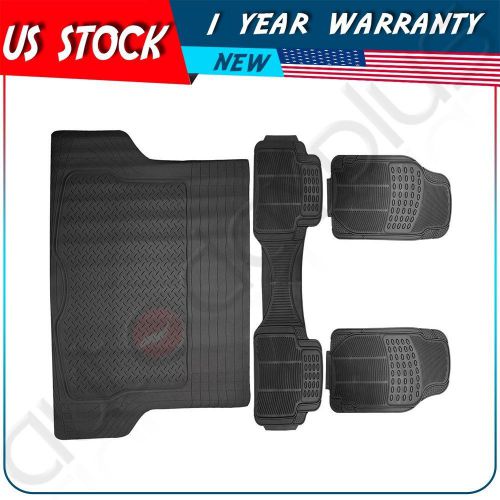 Heavy duty all season weather rubber black 4 pc set car floor mats front &amp; rear