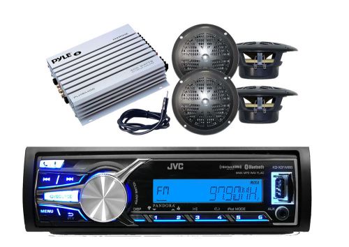 Jvc marine aux/usb iphone bluetooth radio receiver,4 speakers, 400w amp+ antenna