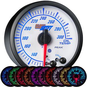 52mm glowshift white elite 10 color electronic oil temperature gauge w sensor