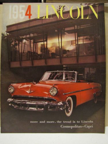 1954 lincoln cosmopolitan capri dealer showroom color sales brochure catalog 54