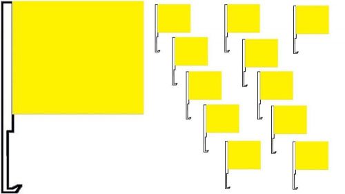 Car dealer supplies 12 car window clip on flags solid bright sun yellow banner