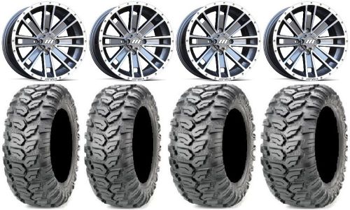 Msa machined ambush 15&#034; atv wheels 27&#034; ceros tires yamaha grizzly rhino