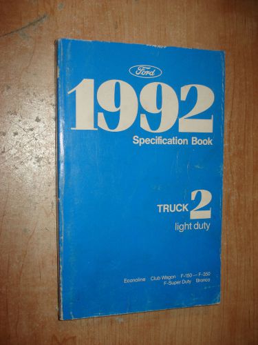 1992 ford truck specifications manual original book f150 f250 super duty &amp; more