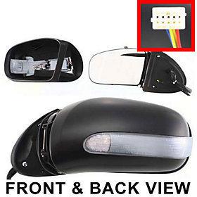 Power heated side view door mirror assembly driver's left power fold