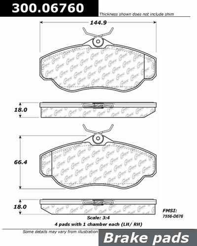 Centric 300.06760 brake pad or shoe, front-premium semi-met pads w/shims