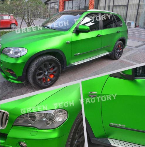 Hot sizes - car satin green metallic matte chrome wrap vinyl sticker decal 60&#034;