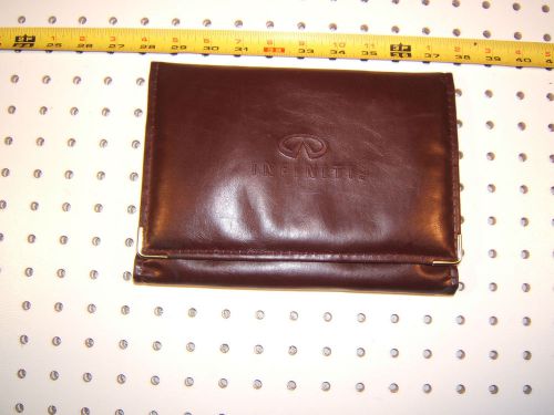 Infiniti owner&#039;s manual burgundy leather emtpy 1 pouch with engraved logo,type#2