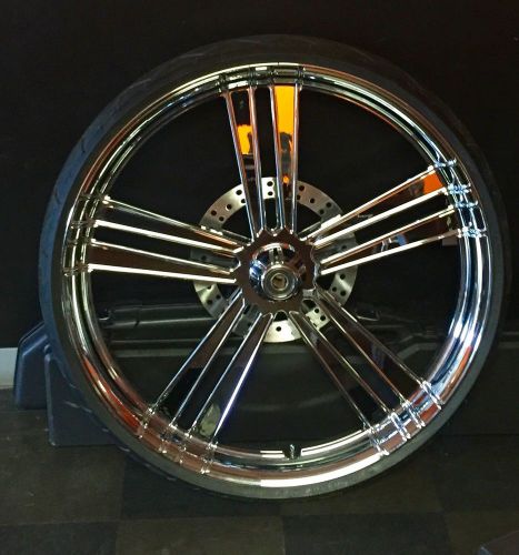 Custom 30&#034; wheel in stock ready to ship w 13&#034; rotor tire for harley, ultra