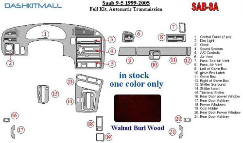 Saab 9-5 99 00 01 02 03 04 05 06 dashboard trim kit walnut burl wood