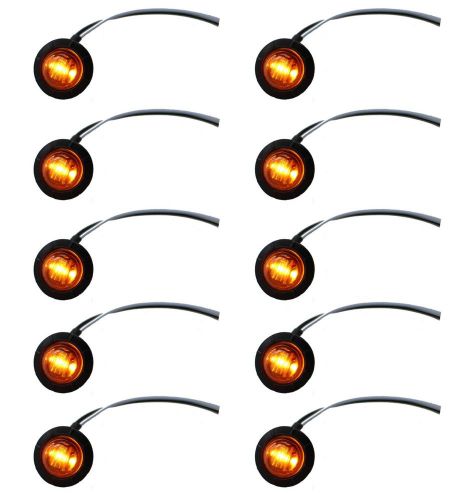 10 mini round 12v 3/4&#034; 3 led amber side light marker for car trailer lamp rubber