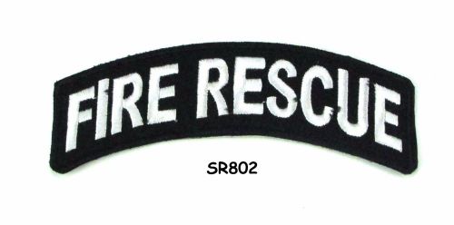 Fire rescue white on black small rocker iron on patches for biker vest jacket