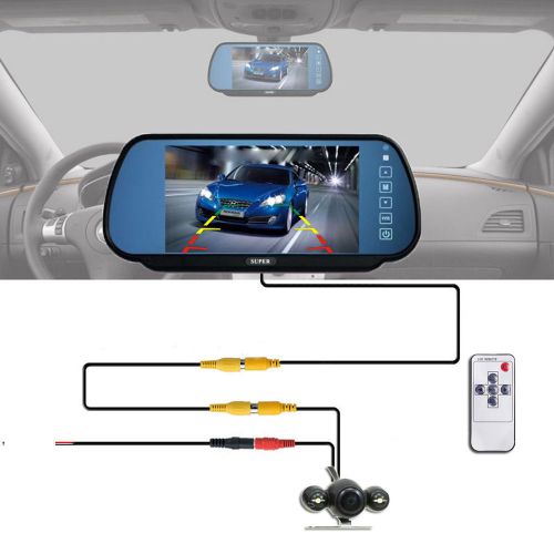 7&#034; tft lcd car rear view mirror backup parking monitor + cmos waterproof camera