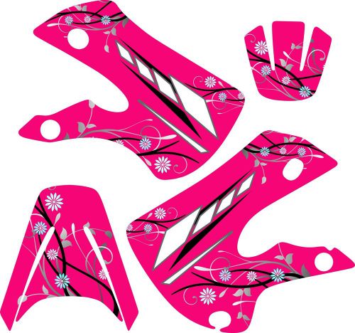 Girls kawasaki kx 65 graphics decal sticker kit kx65 pink flower 2002-2012