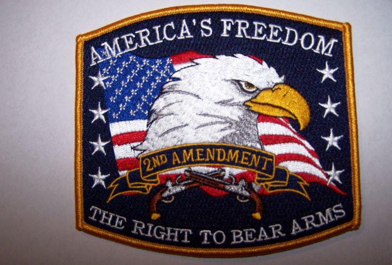 #0489 motorcycle vest patch americas freedom the right 2 bear arms 2nd amendment