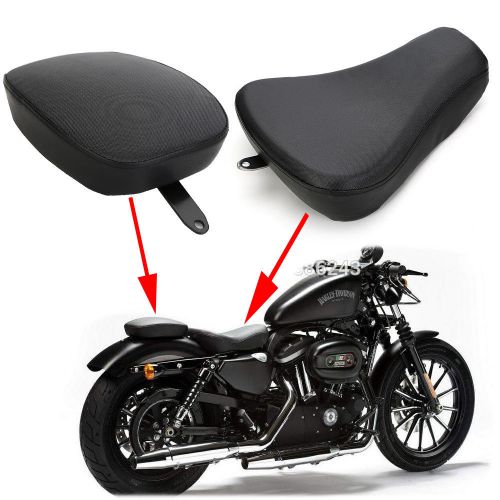 Front driver solo seat+rear passenger pad for harley sportster xl1200 883 72 48