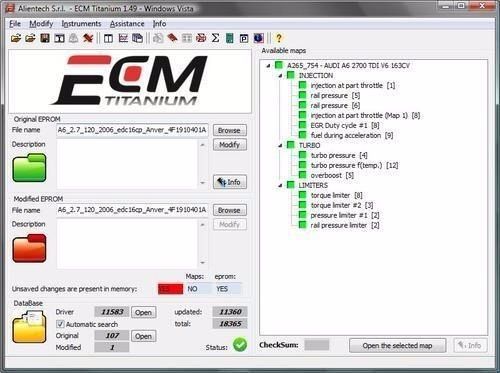 Remapping chiptuning ecm titanium 1.61 and winols 2.24