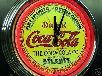 Coke cola atlanta billiard garage man cave neon bar pub sign clock