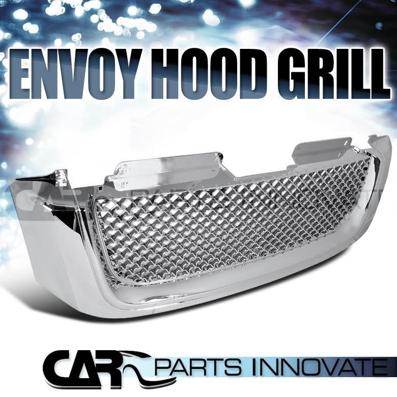 Gmc 02-07 envoy chrome mesh honeycomb abs front hood bumper grille