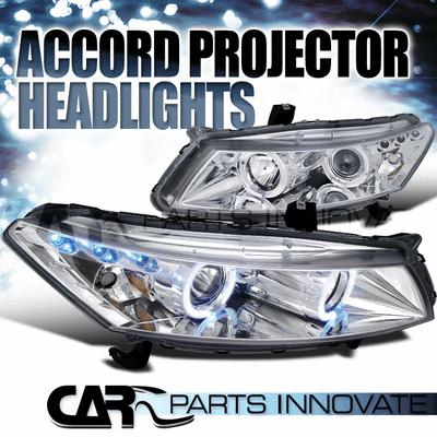 Honda 08-12 accord 2dr coupe led halo projector headlights lamp chrome