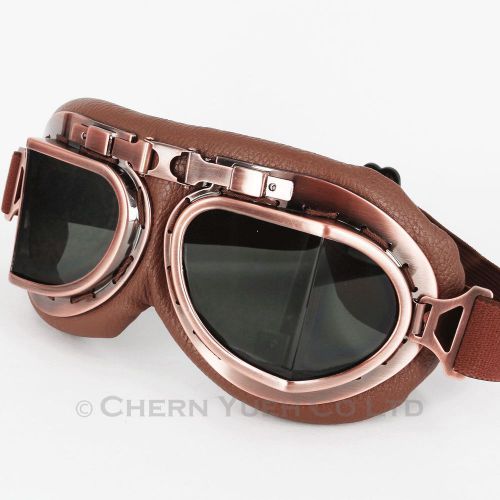 Aviator cafe racer motor ce goggles sunglass eyeglasses brown frame smoke lens