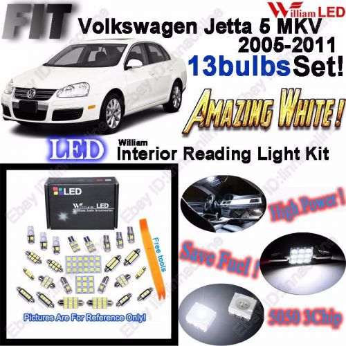 13 pcs xenon white led smd interior light kit package for vw mkv jetta 5 sedan