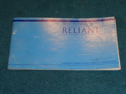 1982 plymouth reliant owner&#039;s manual / guide book / original