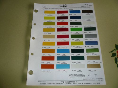 1975 vw ditzler ppg color chip paint sample - vintage