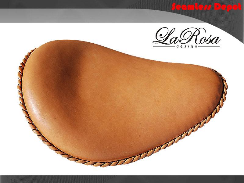 13" larosa tan premium leather harley softail chopper rigid solo seat + springs