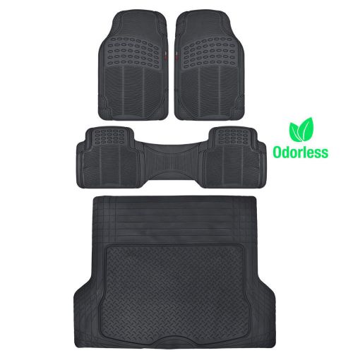 Weather-free odorless mats car truck w/ cargo liner motor trend husky black