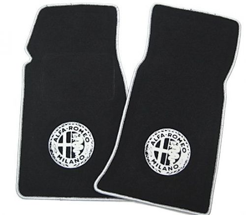 Black/silver alfa milano logo + trim floor mats for alfa romeo spider 1970-1983