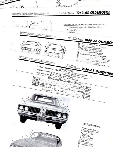 1968 1969 oldsmobile f85 cutlass 442 motors original body frame illustrations m2