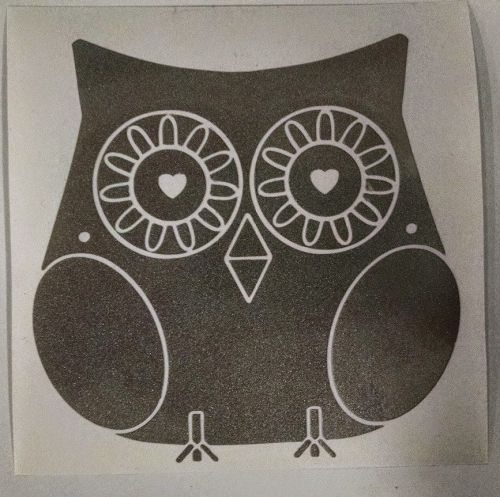 Owl silver vinyl 4.25&#034; x 5.25&#034; sticker decal for car window laptop ipad decor