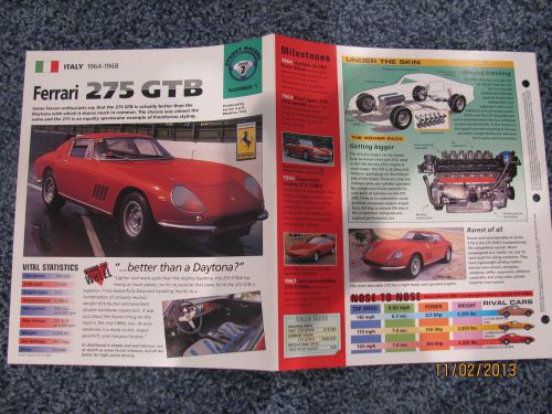 ★★ ferrari 275 gtb collector brochure specs info 67 275gtb ★★