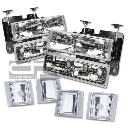 Fits 94-98 chevy gmt400 c10 c/k suburban chrome headlight/bumper/corner 8 pieces