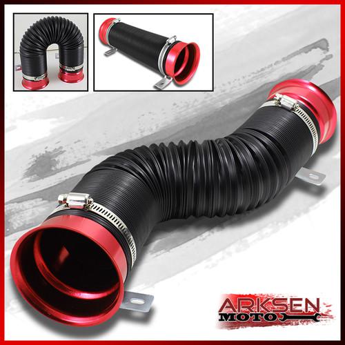 Jdm racing sport red cold air intake pipe duct tube kit w/ mounting clamps set