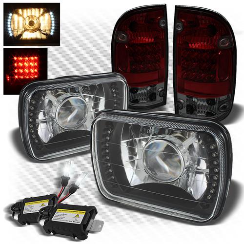 95-96 tacoma black pro headlights w/super-led + r/s led tail lights + hid kit