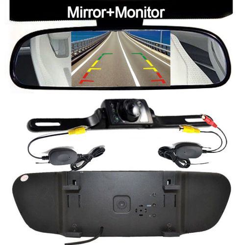 Wireless 5&#034; tft lcd rearview mirror monitor ir night vision reverse camera 2.4g