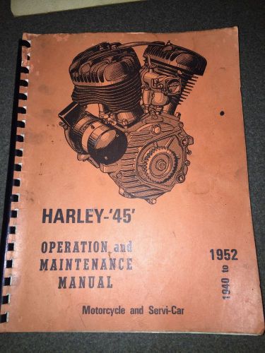 Original 1940-1952 harley &#039;45&#039; operation maintenance manual servi-car very cool