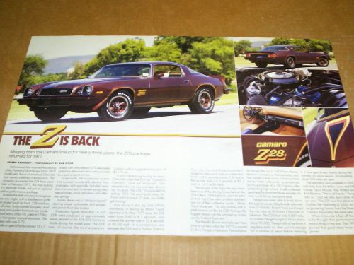 1977 chevrolet camaro z28 350 4spd magazine article